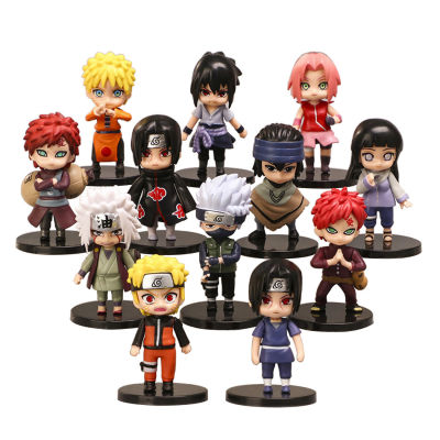 12pcsset Anime Naruto Shippuden Hinata Sasuke Itachi Kakashi Gaara Jiraiya Sakura Q Version PVC Figures Toys Dolls Kid Gift