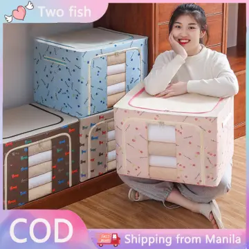 Clothes Storage Organizer Bins Containers, Stackable Storage Bins-foldable  Oxford Cloth Steel Frame Storage Box For Clothing Storage Reinforced Handle