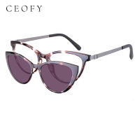 Ceofy Women Myopia Cat Eye Glasses Frame Clip On Polarized Sunglasses Fashion nd Design Women Optical Eyglasses CD6817