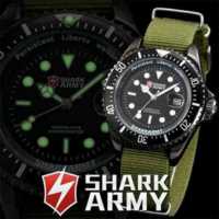 SHARK ARMY Date Black Stainless Case Army Green Nylon Strap Outdoor Fun Sport Quartz Wristwatch Military Watch