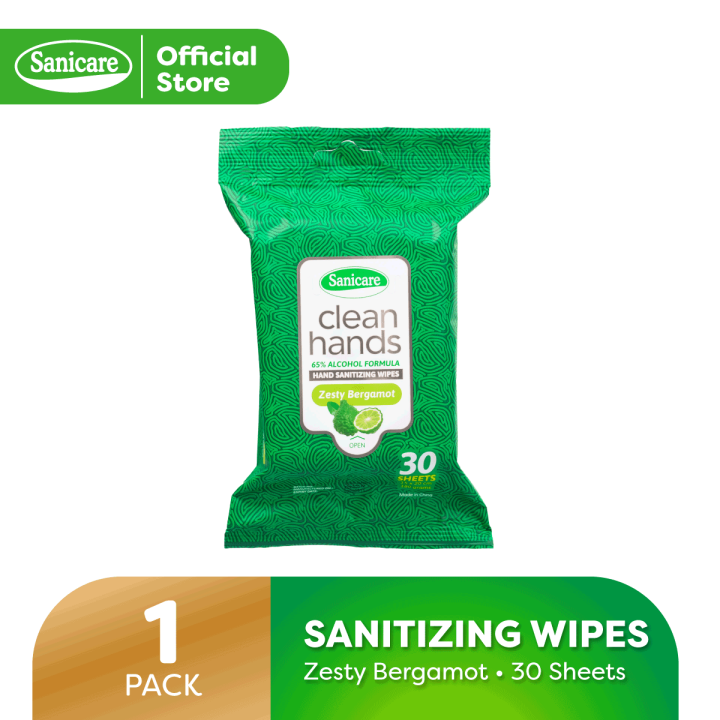 Sanicare Clean Hands Alcohol Wipes 30 Sheets Zesty Bergamot (1 Pack
