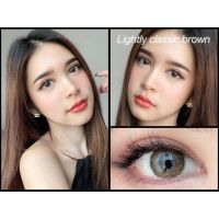 ?ลายขายดี?มีสายตาสั้น ลัคซี่เลนส์ LuxzyLens  Lightly Classic Brown Gray ค่าอมน้ำ 42% สูงมาก แถมตลับ ? เลนส์กรองแสง กัน UV เลนส์จะนิ่มพิเศษ