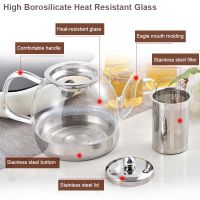 YMEEI 8001100ML Glass Teapot Gas Stove Induction Cooker Water Kettle Chinese Teapot With Filter Heat resistant Flower Tea