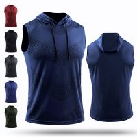 ? Loose large size pullover mesh quick-drying mens training running vest sports hooded sleeveless T-shirt fitness clothes