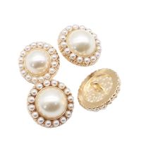 Metal Alloy Gold Buttons For Clothing 5pcs/set 23mm Round Buttons Pearl button wedding decoration Diy Sewing Accessories