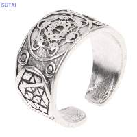 ?【Lowest price】SUTAI วินเทจหกแฉกโซโลมอนแหวนนักรบอัครทูตสวรรค์ Metatron เครื่องรางโทเท็มปรับได้แหวนเครื่องรางเครื่องประดับแหวนนิ้วมือโลหะผสมพังค์ของขวัญ