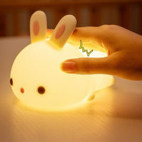 LED Night Lights Rechargeable Colorful Touch Sensor Rabbit Remote Control Silicone Bunny Lamp bedroom decor For Children gift