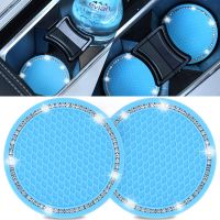 Non-slip Car Water Cup Pad Diamond Rhinestone Rubber Mat for Bottle Holder Coaster Auto Interior Anti-skid Cup Holders 7cm