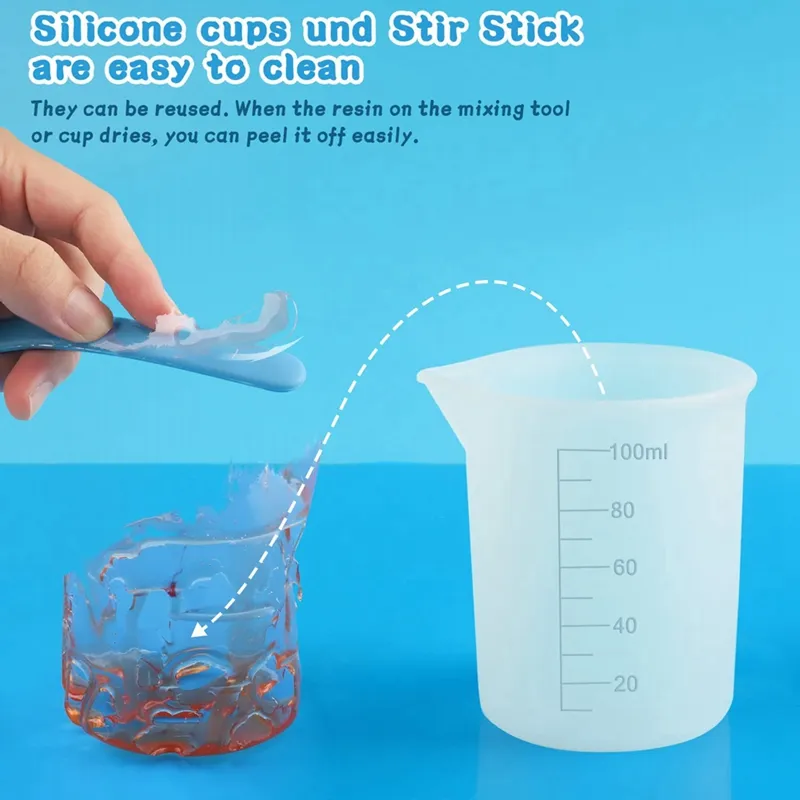 Silicone Measuring Cup Set for Epoxy Resin,600 & 100 Ml Mixing Cup