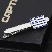 【hot】 Greece tie clip blue white copper Tie cufflinks set Business Clip motherland lover Necktie party man