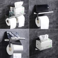 2023 Stainless Steel Toilet Roll Holder Self Adhesive in Bathroom Tissue Paper Holder Black Finish Easy Installation no Screw Toilet Roll Holders