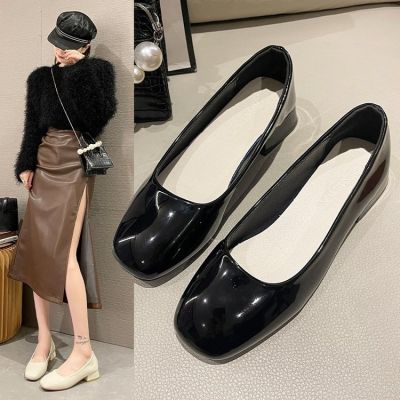 Fgn trade large size sqre head grandma shoes 22 and autumn new womens shoes Doudou shoes low heel sgle shoes