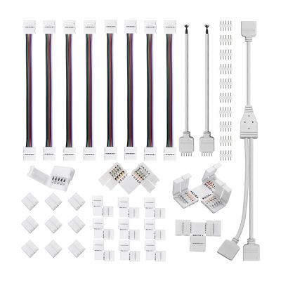 5 Pin LED Strip Connector Kit White LED Strip Connector for 12Mm RGBW LED Strip Connection Include T Shape 5 Pin LED RGBW Connector