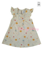 ชุดเดรสกระโปรง สีเหลืองอ่อน ลายพระอาทิตย์ จากแบรนด์ Little Wacoal Size 80/90