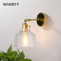 WADBTY Modern Glass Wall Light E27 LED Copper Light Switch Wall Sconce For Bedroom Suit for 90-260V