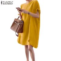 COD DSFGRDGHHHHH ZANZEA Women Casual Beach Holiday Short Sleeve Midi Shirt Dress