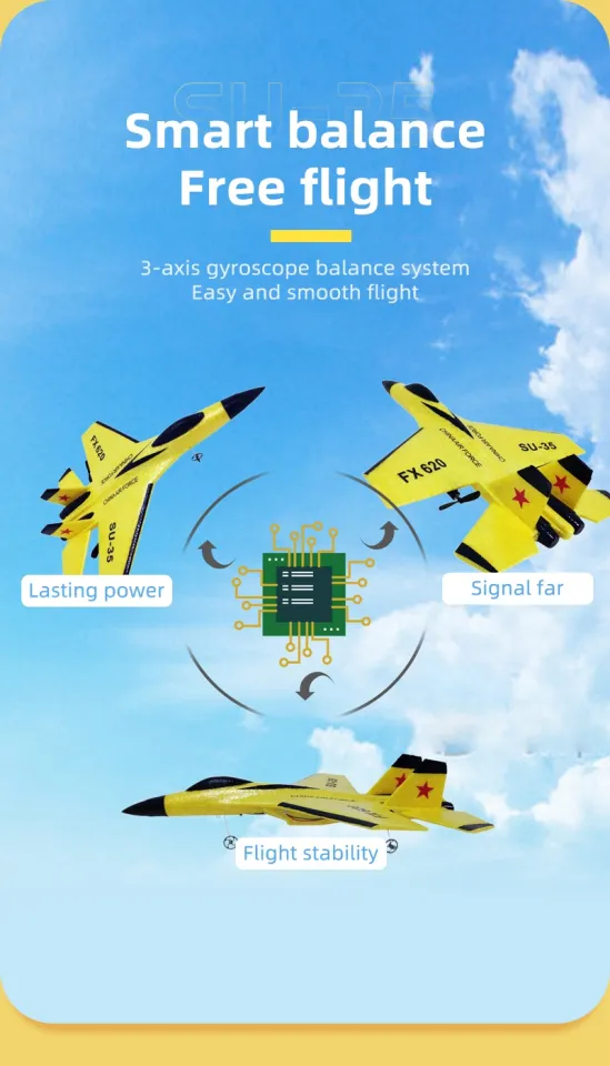 Avião de Brinquedo com Controle Remoto, SU35 ou SU57, Modelo Planador com  Luzes LED, 2,4 GHz, Espuma EPP, Presentes para Criança