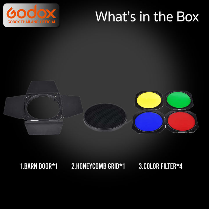 godox-bd-04-accessories-kit-for-flash-led-ใส่บน-standard-reflector-7-inch-barndoor-honeycomb-color-gel-4