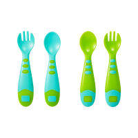 อุปกรณ์ทานอาหารเด็กเล็ก mothercare easy grip spoon and fork set - 4 pieces - blue PB855