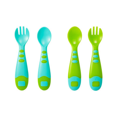 อุปกรณ์ทานอาหารเด็กเล็ก mothercare easy grip spoon and fork set - 4 pieces - blue PB855