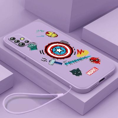 Cute Cartoon Shield Super Hero Phone Case For Samsung A73 A72 A53 A52S A42 A33 A32 A23 A22 A13 A12 A03S Core Liquid Rope Cover