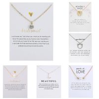 Cute Pendant Necklace for Women Sister Friend Wings Butterfly Cat Pearl Necklaces With Card Jewelry Gifts