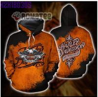 An American Legend Harley-Davidson Eagle Vintage Black Orange 3D All Over Print Hoodie