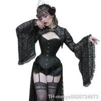 【hot】✆∈  2023 New Womens Hollow out Crop Gothic Half Shirt Sleeves Smock Punk Cover Up with Cheongsam