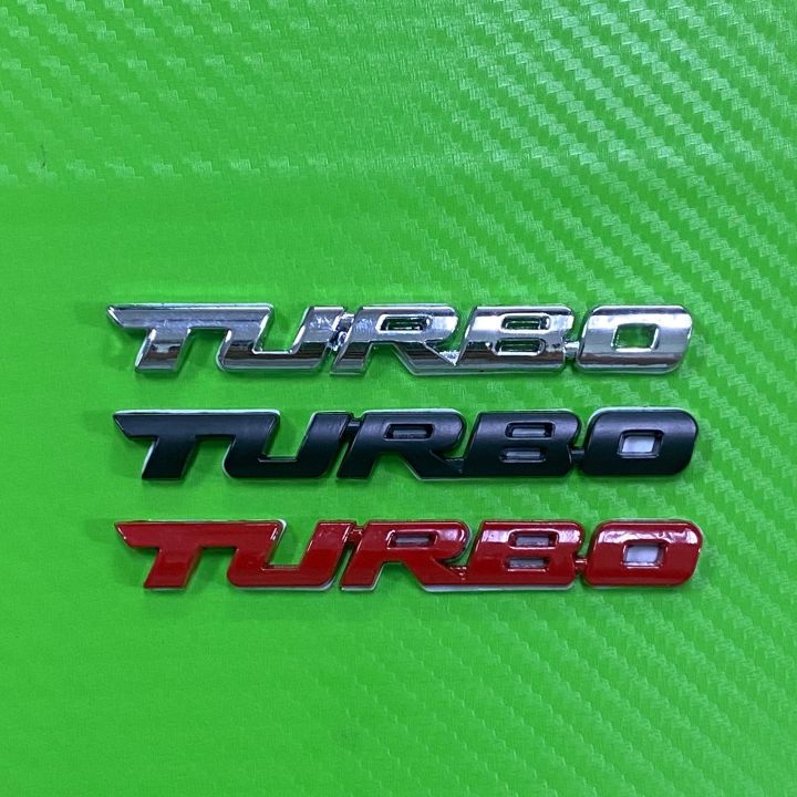 โลโก้-turbo-สีเงิน-สีดำ-สีแดง-งานโลหะ-ขนาด-1-3-x-9-8-cm-ราคาต่อชิ้น