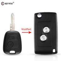 Keyyou แก้ไข2ปุ่ม Kunci Remote Mobil ฝาปิดปลอกหุ้มเคส Fob ผ้าหุ้มสำหรับซีตรองปิกัสโซ C3 C2สำหรับ Peugeot 206 306 406