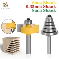 6mm / 6.35mm / 8mm Shank Rabbet Router Bit พร้อมชุดตลับลูกปืน 6 ชุดเครื่องตัด Tenon แบบปรับได้ซีเมนต์คาร์ไบด์งานไม้บิต LT051