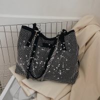 CIFbuy Womens Fashion Luxury Design Shopper Totes Large-Capacity pu Leather Rhinestones Shoulder Handbag Female Brand Top Handle Bags