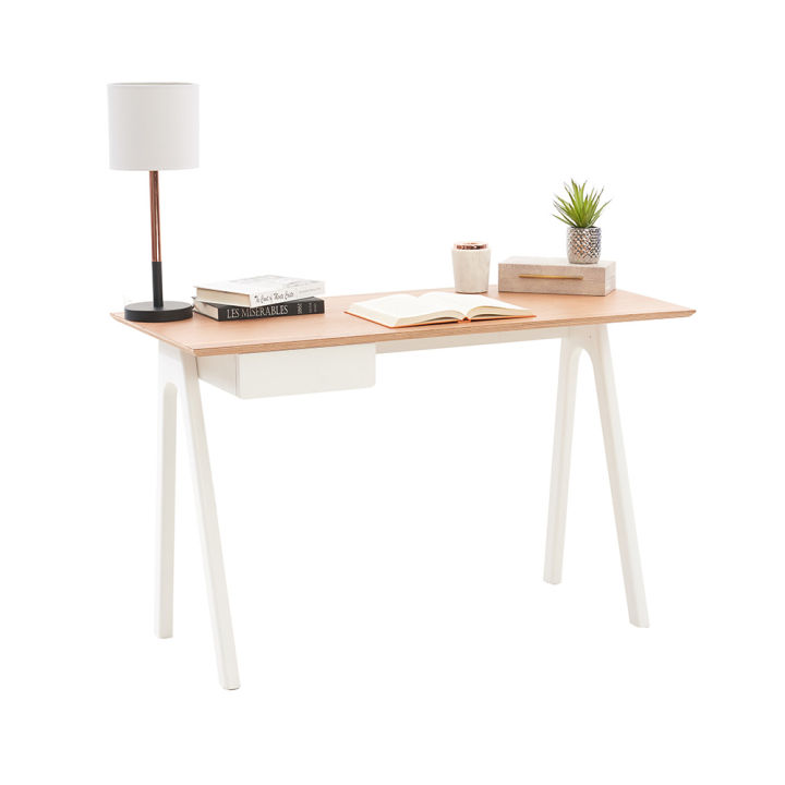 modernform-โต๊ะทำงานไม้แท้-รุ่น-sim-ขาสีขาว