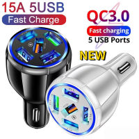 ที่ชาร์จในรถ 5 ช่อง usb QC3.0 New ที่ชาร์จแบตในรถ 12V 24V ชาร์จเร็ว USB car charger quick charge หัวชาร์จ อะแดปเตอร์ ชาร์จในรถ