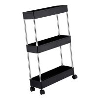 Slim Rolling Cart 3 Tier Slim Storage Trolley With Wheels Narrow Storage Shelves On Wheels Slide Out Organizer For Narrow Places