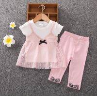 1 set kids girls Summer outfits 12m 2T 3T 4T Toddler kids baby girls outfits cotton lace soft Tee Shorts Pants clothes Set cute