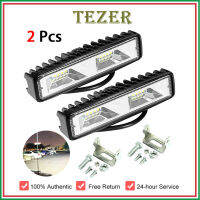 TEZER ไฟสปอตไลท์แถบไฟ LED 18W 12V 16,ไฟตัดหมอกสำหรับขับรถออฟโร้ด SUV รถบรรทุกรถยนต์จำนวน2ชิ้น