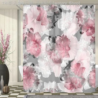 【CW】❧  Shower Curtain Floral Rustic Watercolor Pink Gray Polyester Curtains