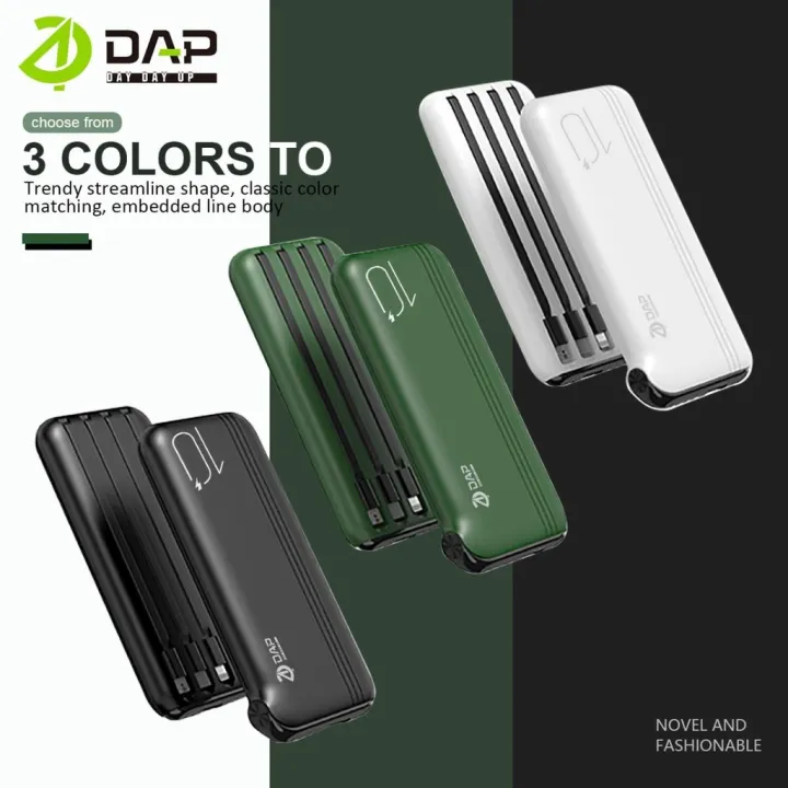 PowerBank DAP 10000 mAh DP310 with 3 Cable Fast Charging Led Indicator