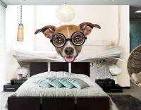 Dogs Glasses Newspaper Animals Humor 3d wallpaper papel de parede, bar living room sofa TV background kids room custom murals