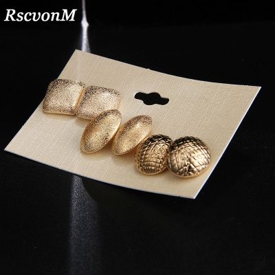 RscvonM Fashion Round Oval Women 39;s Jewelry Wholesale Girls Birthday Party Alloy Earrings Set Mashup 3 pairs /set Earrings Gift