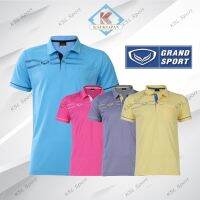 Grandsport เสื้อโปโลแขนสั้น สีฟ้า เหลือง พิมพ์ลาย 12-574 ของแท้