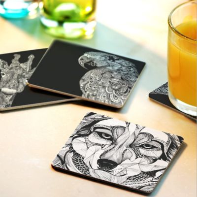 【CW】♛♀  and Painted Wood Coaster Non-slip Cup Proof Drink Table Supply