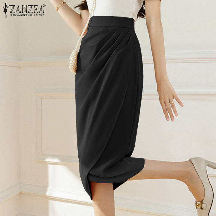 จัดส่งฟรี-fancystyle-zanzea-แฟชั่นสไตล์เกาหลีสำหรับผู้หญิง-กระโปรงพลีทข้างเอวสูงไม่สม่ำเสมอกระโปรงทำงานโอเวอร์สเกิร์ตชุดมิดิ-8