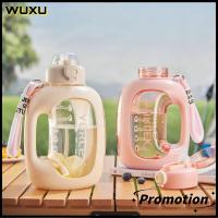 WUXU 1.5L ขวดน้ำกีฬา จุได้มาก พร้อมหลอดดูด ขวดน้ำดื่มขวด แบบพกพาได้ พลาสติกทำจากพลาสติก ถ้วย Sippy กิจกรรมกลางแจ้งกลางแจ้ง