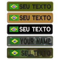 Brazil Flag Personalized Name Patch Embroidered Name Tag Text Sew or Hook Backing for Uniform Hat Morale Bag Pet Collar Harness Adhesives Tape