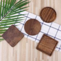 【CC】 1Pcs Square/Round Beech Wood Coaster Insulation Cup Household Round