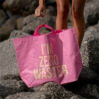 IM ZERO WASTER TOTE BAG-CANDY FLOWER กระเป๋าโท้ทพีพีอี(สีแคนดี้ฟลาวเวอร์) กระเป๋าช้อปปิ้ง  ถุงช้อปปิ้ง ถุงใส่ของ ไม่ต้องรอแห้งเหมือนถุงผ้า 18X60x43ซม