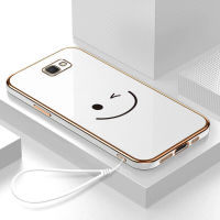 เคส Samsung Galaxy J7 Prime Case Cartoon Smile Face สวยๆ หรูหรา 6D Plating ซิลิโคนรูปสี่เหลี่ยมกรอบโทรศัพท์เงาวาวฝาหลัง