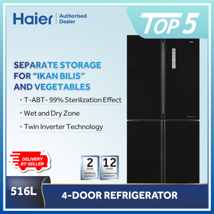HAIER HRF619SI (B) SIDE BY SIDE INVERTER 2 GLASS DOOR FRIDGE REFRIGERATOR PETI SEJUK 电冰箱